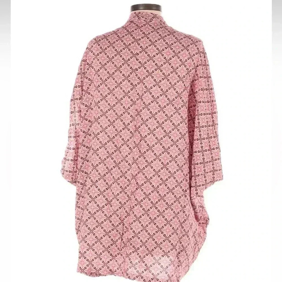 Victorias Secret Cocoon Kimono Pink Tropical Floral Boho Swim Coverup Size XS - Picture 2 of 6